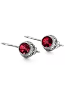 Sterling silver 925 Ruby Earrings Vintage Jewlery vec117s